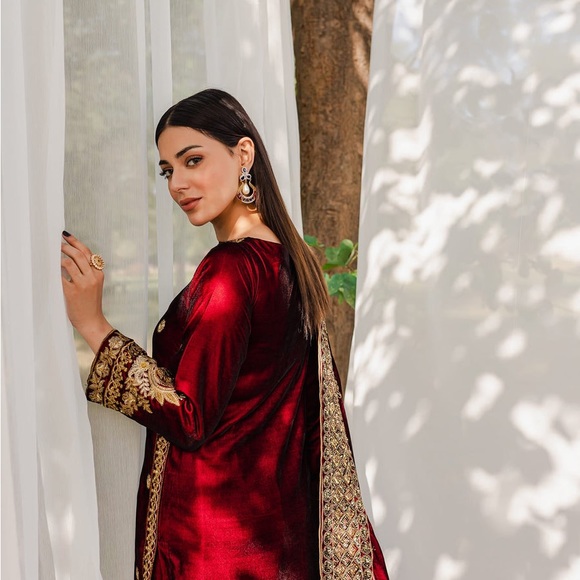 BNWT Velvet 3 Piece Bridal Pakistani Suit - Picture 8 of 14